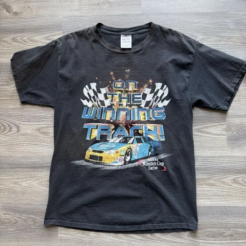 Vintage 2001 Tour‎ Nascar Shirt Mens L Black Winston Cup Series Faded Grunge